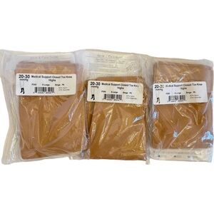 3 Ames Walker 20-30 mmHG Medical Support Knee Highs Closed Toe XL Beige LOT NEW